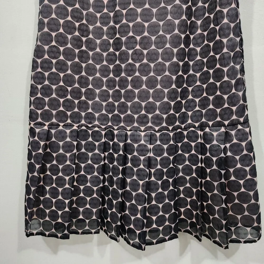 Club Monaco Retro Drop Waist Pink Dots Party Dress Pink Black Sleeveless Size 2